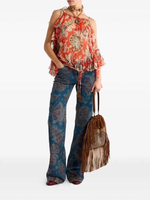 ETRO one-sleeved floral-detail top - Red - zdjęcie produktu nr 2