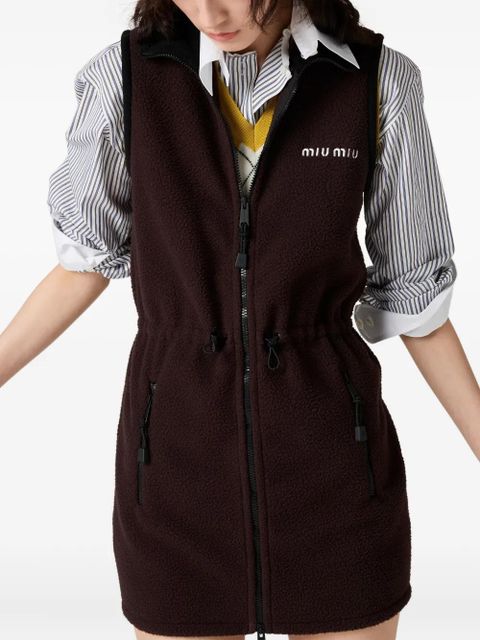 Miu Miu stand-collar fleece dress - Brown