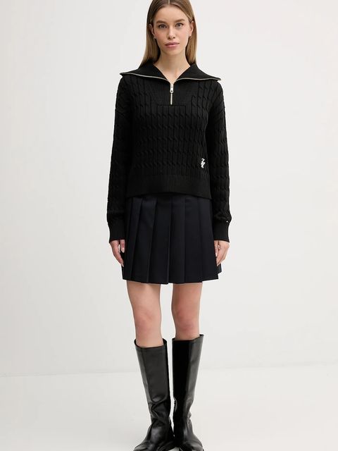 Tommy Hilfiger sweter bawełniany damski kolor czarny z golfem WW0WW47643 - zdjęcie produktu nr 2