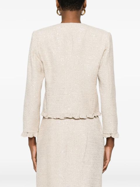Alessandra Rich sequined bow-embellished jacket - Neutrals