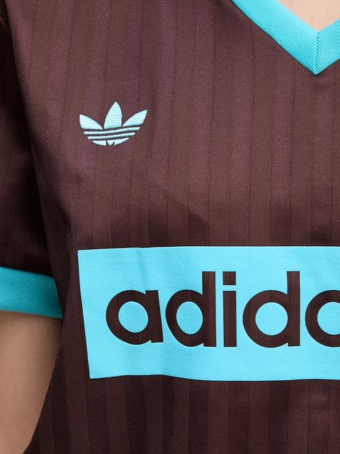 adidas Originals t-shirt Football Tee damski kolor brązowy JY3542