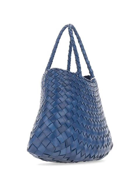 DRAGON DIFFUSION small Santa Croce hand-woven leather tote bag - Blue