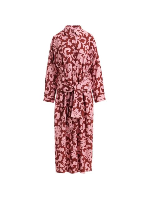 Essentiel Antwerp floral-print tie-waist shirt dress - Brown - zdjęcie produktu nr 1