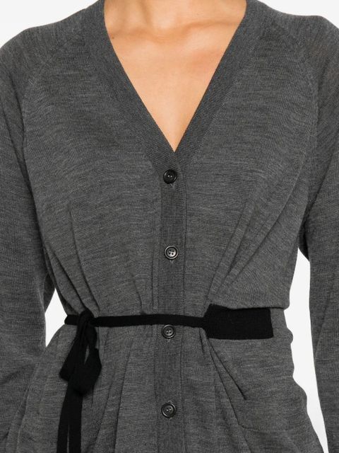 Prada ribbon-detail cardigan - Grey