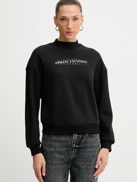Armani Exchange bluza bawełniana damska kolor czarny z nadrukiem XW000787 AF16141 - zdjęcie produktu nr 1