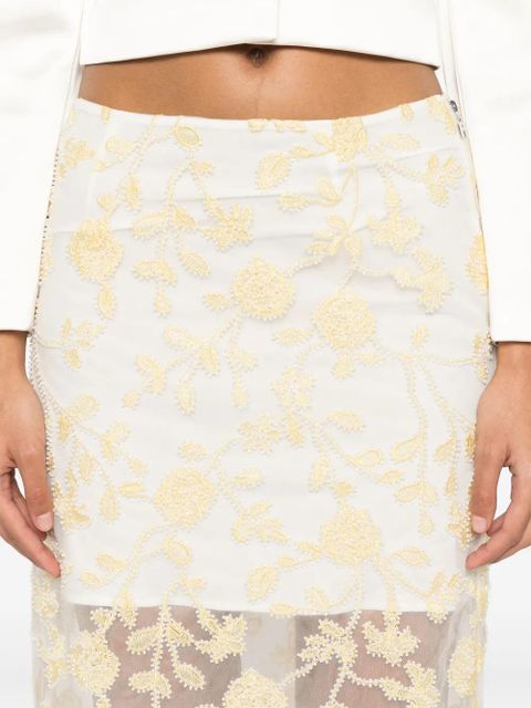 ROTATE BIRGER CHRISTENSEN floral-beaded pencil skirt - Yellow
