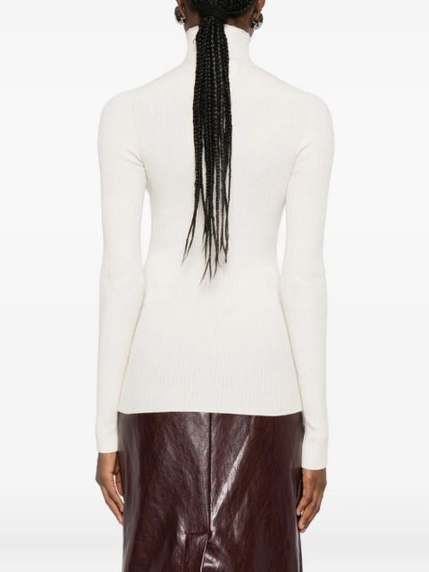 SOLOTRE high-neck ribbed sweater - White
