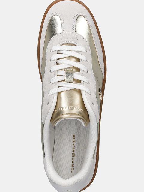 Tommy Hilfiger sneakersy skórzane MU JACKIE METALLIC damskie kolor beżowy FW0FW09026