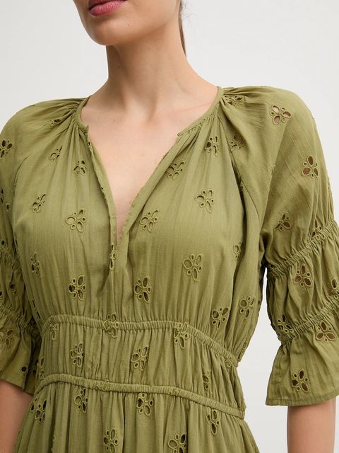 Hoss Intropia sukienka bawełniana kolor zielony maxi rozkloszowana 8222112