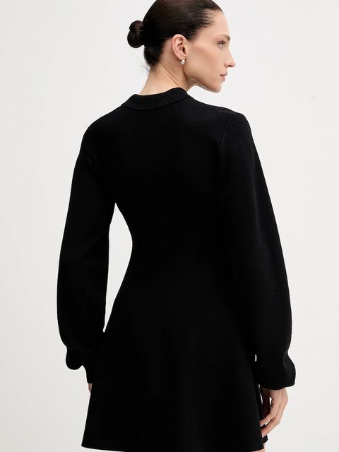 Rotate sukienka z dodatkiem wełny kolor czarny mini rozkloszowana 115488100