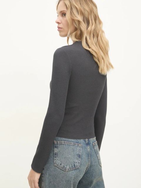 Answear.LAB longsleeve damski kolor szary z półgolfem