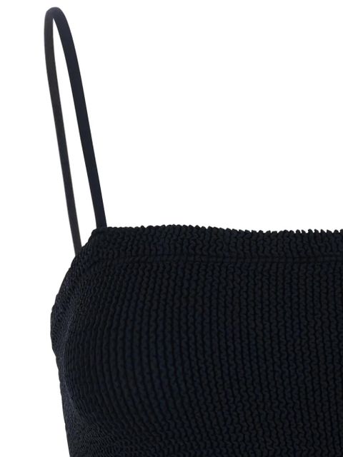 Hunza G Hybrid crinkled-finish flared maxi dress - Black