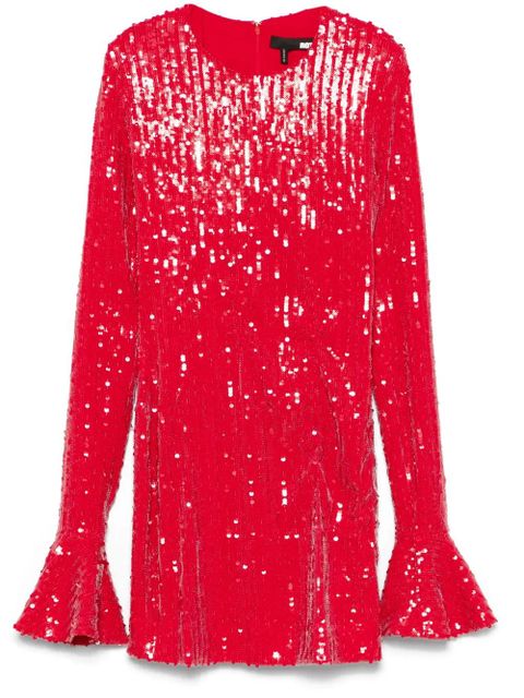 ROTATE BIRGER CHRISTENSEN sequin long-sleeves mini dress - Red - zdjęcie produktu nr 1
