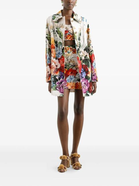 Dolce & Gabbana floral-print coat - White
