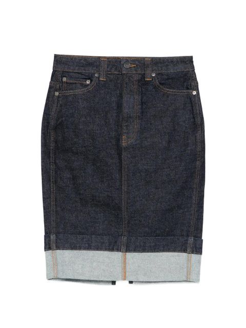 KHAITE Kendra cuffed midi skirt - Blue - zdjęcie produktu nr 1