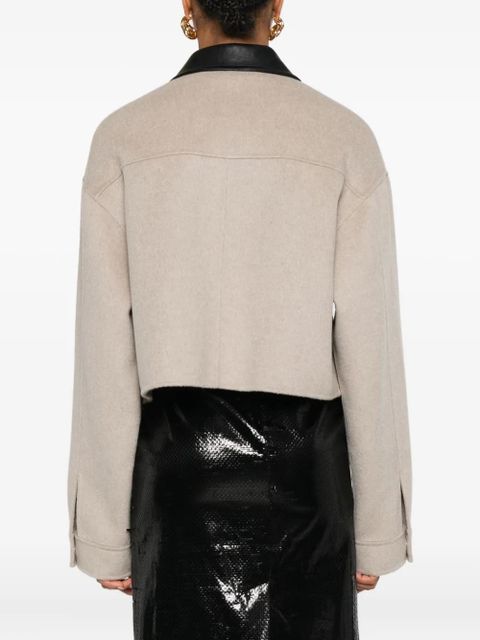 Nanushka leather-collar zip-up jacket - Neutrals - zdjęcie produktu nr 2