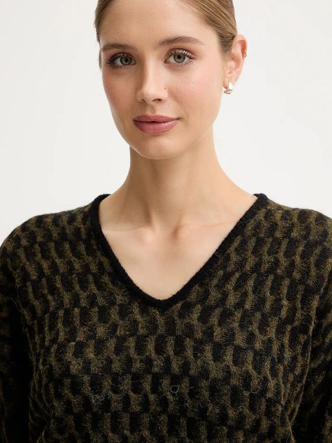 United Colors of Benetton sweter z dodatkiem wełny damski kolor zielony lekki 1012E403C - zdjęcie produktu nr 2