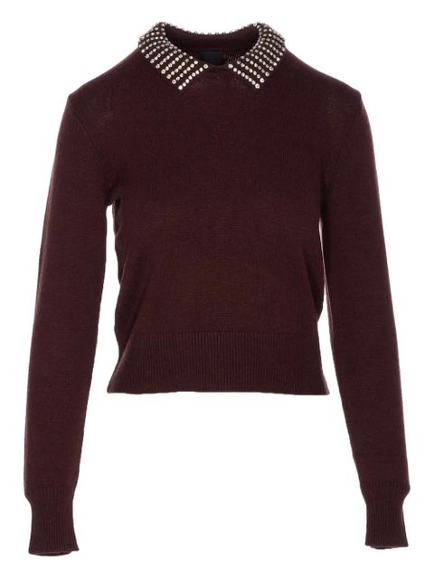 PINKO crystal-embellished crew-neck sweater - Brown - zdjęcie produktu nr 1