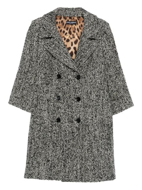 Dolce & Gabbana double-breasted herringbone coat - Black - zdjęcie produktu nr 1