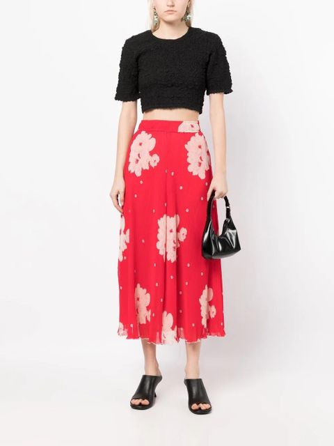 GANNI shortsleeved cotton crop top - Black