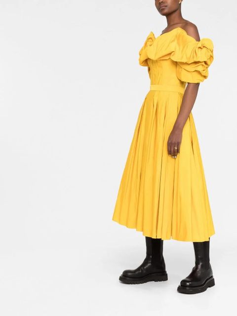 Alexander McQueen ruffle-trim detail neckline dress - Yellow