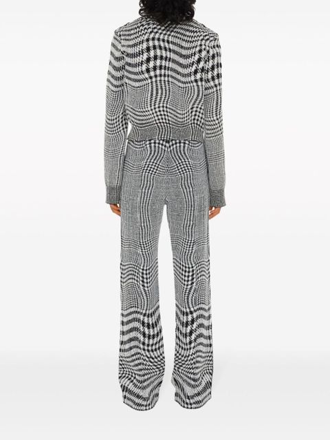Burberry warped houndstooth jacquard wool-blend trousers - Black