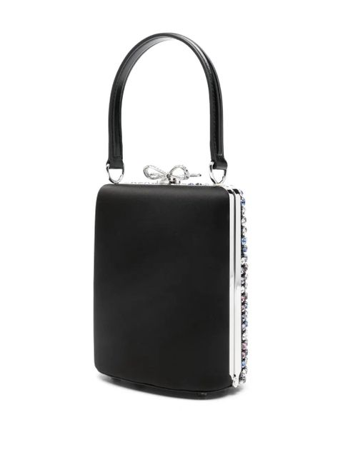 Self-Portrait crystal-embellished mini tote bag - Black