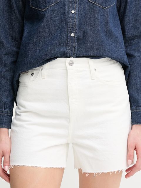 Calvin Klein Jeans szorty jeansowe damskie kolor biały gładkie high waist J20J225153 - zdjęcie produktu nr 1