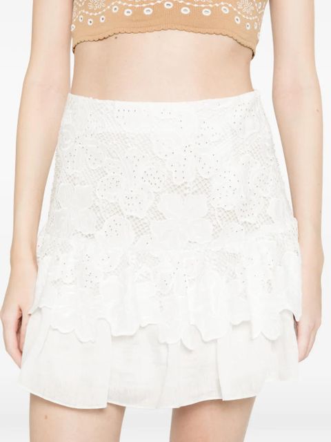 SANDRO floral ruffled mini skirt - White