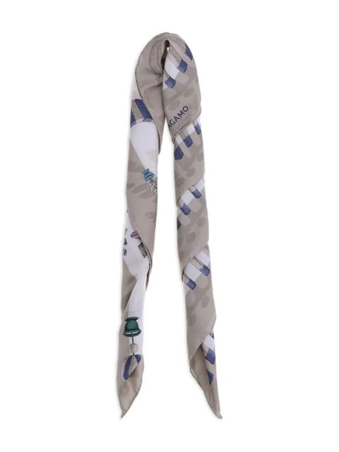 Ferragamo garden-print silk scarf - Neutrals