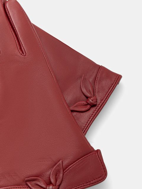 Answear.LAB rękawiczki skórzane damskie kolor bordowy - zdjęcie produktu nr 2