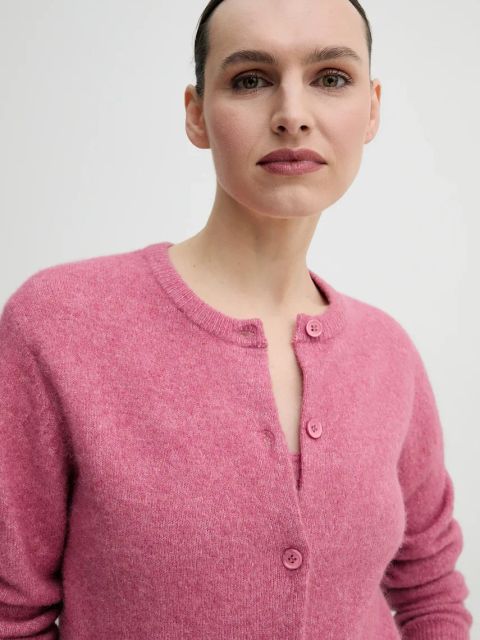 Samsoe Samsoe kardigan wełniany NOR kolor różowy lekki F16422744