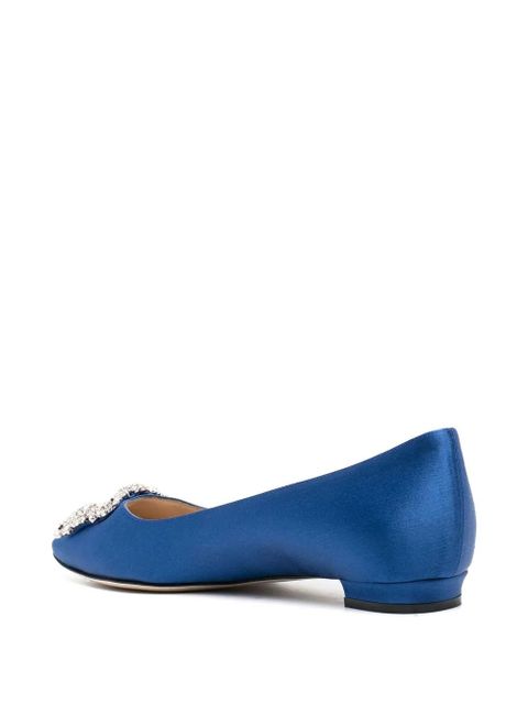 Manolo Blahnik Hangisi buckle-detail ballerina shoes - Blue