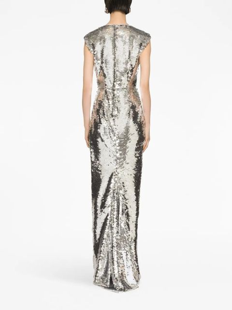Dolce & Gabbana sequin-embellished draped dress - Silver