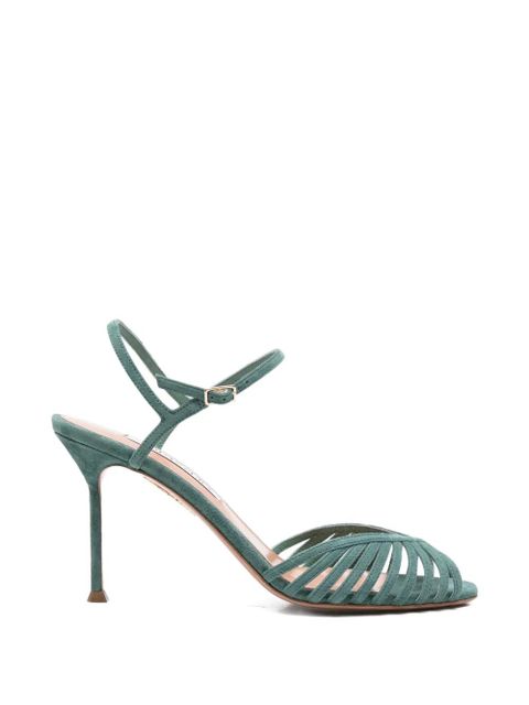 Aquazzura caged-strap suede sandals - Green - zdjęcie produktu nr 1
