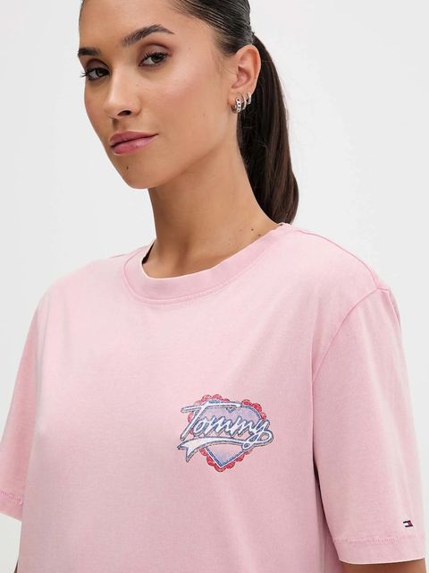 Tommy Jeans t-shirt bawełniany damski kolor różowy DW0DW21524