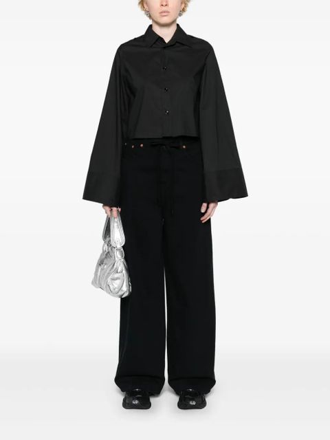 MM6 Maison Margiela extra-long sleeve cropped shirt - Black