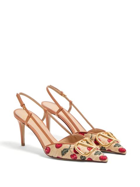 Valentino Garavani 80mm VLogo Signature cherryfic-print pumps - Neutrals