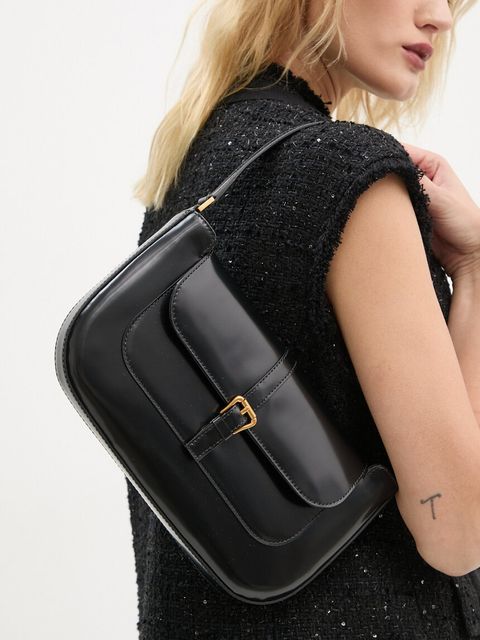 By Far torebka skórzana kolor czarny 19PFMDASBLWMED