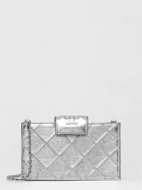 Tory Burch torebka skórzana Fleming kolor srebrny 175190-040 - zdjęcie produktu nr 1