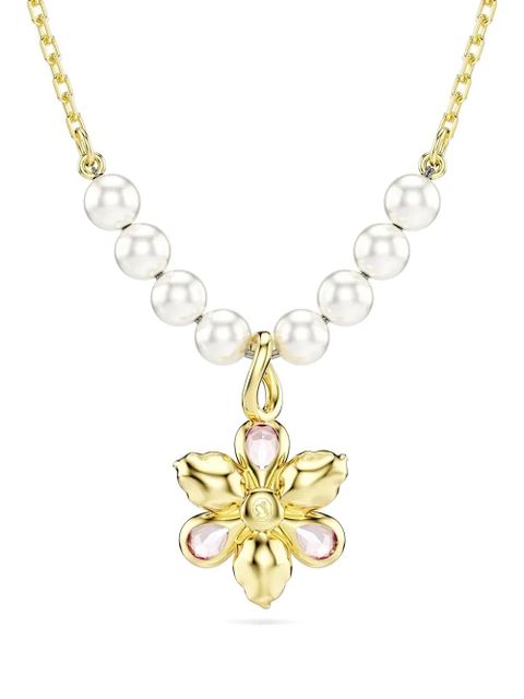 Swarovski Idyllia pearl flower pendant necklace - Gold