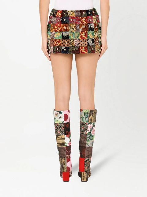 Dolce & Gabbana patchwork brocade miniskirt - Green