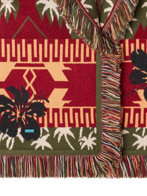 Alanui Icon jacquard fringed cardigan - Red