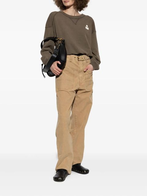 MARANT ÉTOILE logo-print drawstring-hem sweatshirt - Brown