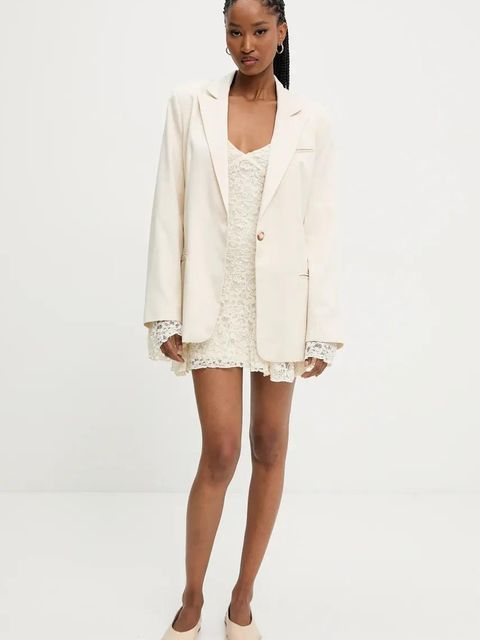 Answear.LAB marynarka kolor beżowy jednorzędowa gładka - zdjęcie produktu nr 2