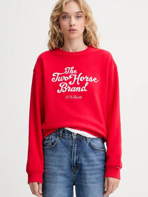 Levi's bluza bawełniana damska kolor czerwony z aplikacją 0002L