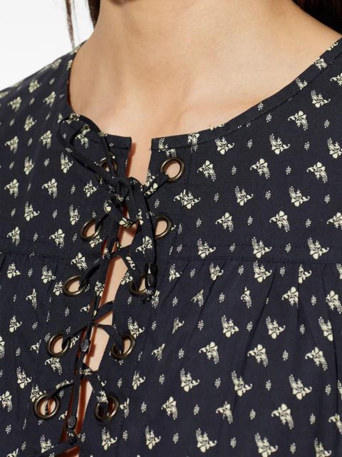 MARANT ÉTOILE Dianga lace-up printed top - Black