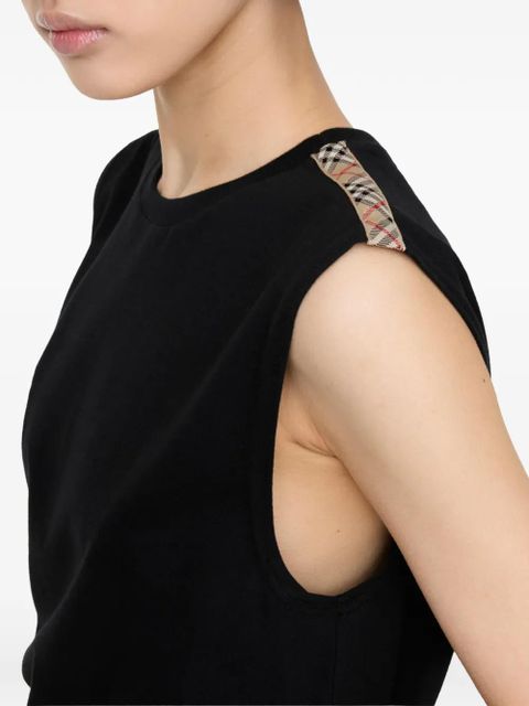 Burberry check trim cotton jersey dress - Black