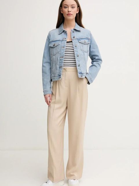 United Colors of Benetton kurtka jeansowa damska kolor niebieski przejściowa