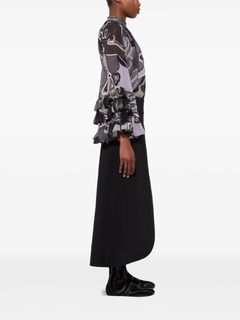 PUCCI slit internal-print midi skirt - Black